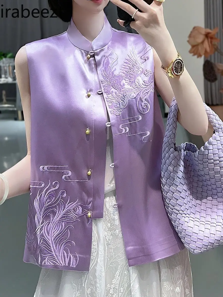 New Chinese Style Women's Top Tang Suit Hanfu Summer Blouse Cheongsam Vest Jacket Oriental Boho Vintage Cotton Linen Loose Fit