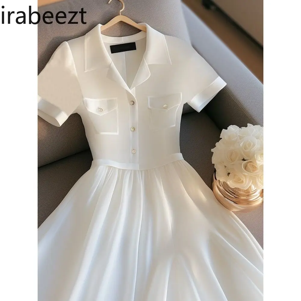 White Skirt for Women 2025 New Summer Small Size High-end Fashion Temperament Waist Slim French Women Clothing Sexy Dress