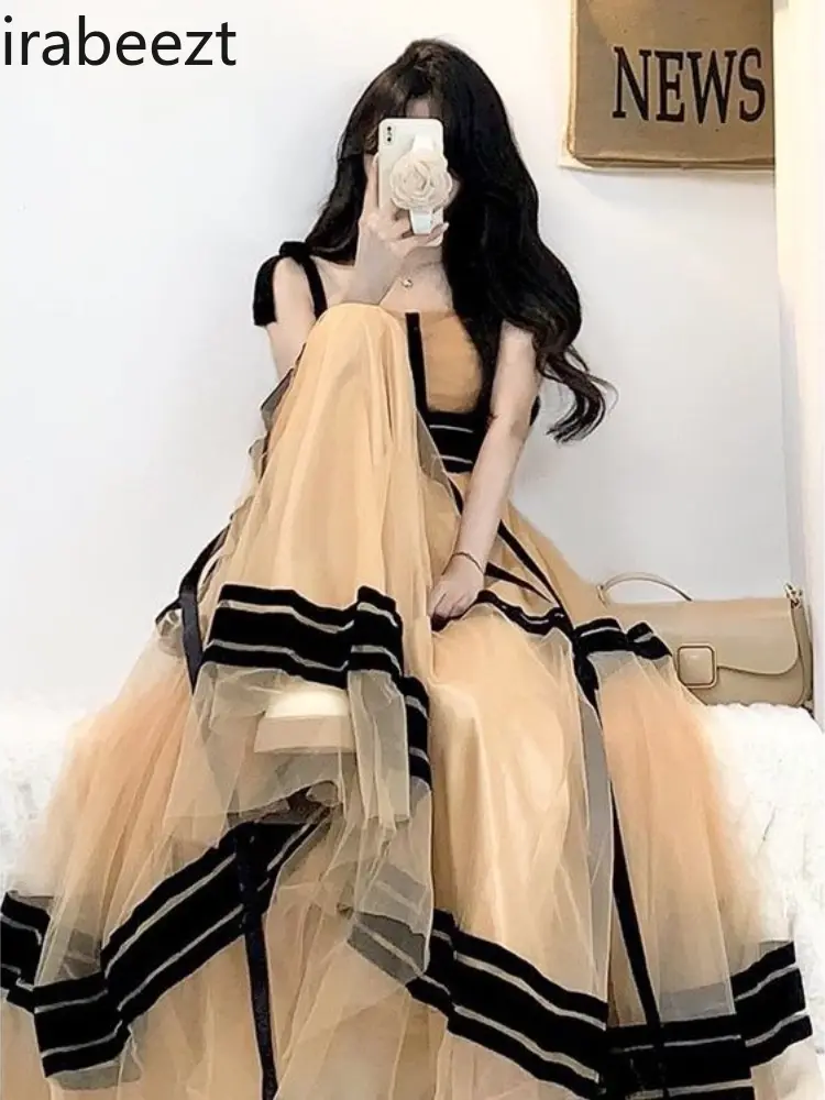 French Style Gown Women's Elegant High Neck Cold Noble Lady Sleeveless Slim Fit Maxi Dress with Slit Casual Chic Party Wear