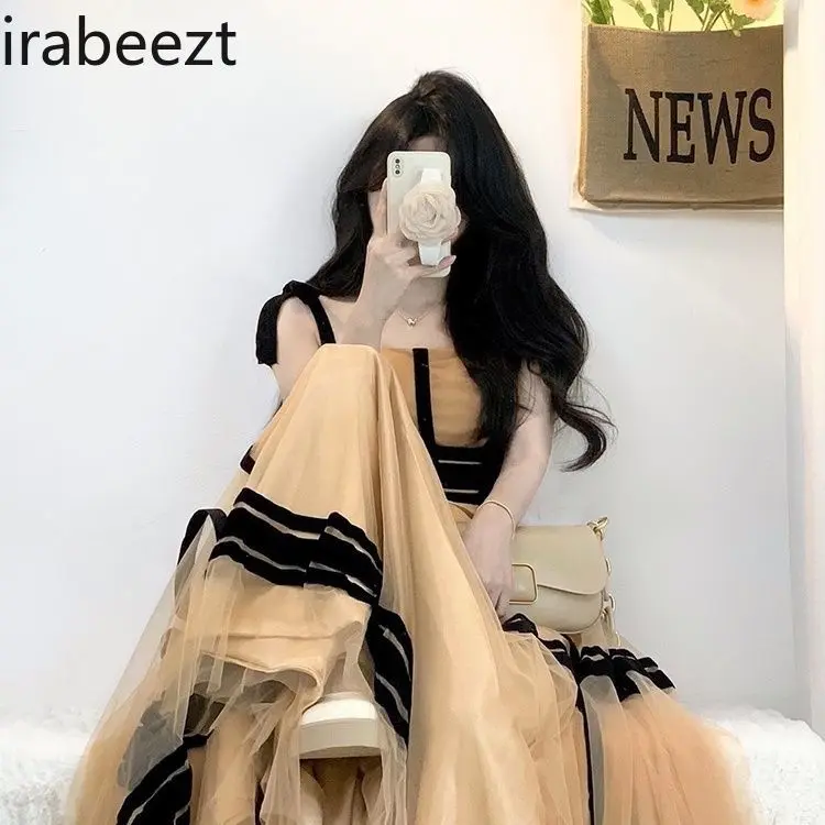 French Style Gown Women's Elegant High Neck Cold Noble Lady Sleeveless Slim Fit Maxi Dress with Slit Casual Chic Party Wear