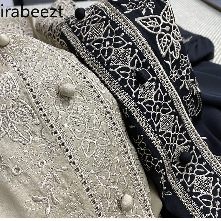 Elegant Embroidered Blouse Women's 2025 Spring New Arrival  Style Stand Collar Hollow Out Chiffon Shirt Lady High-End