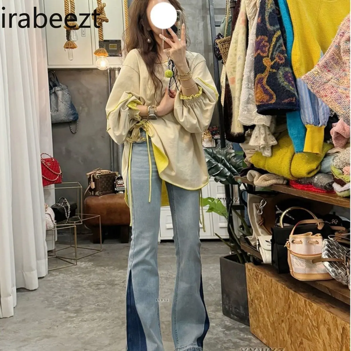 Spring New Korean Style Chic Slouchy Split Sweater Simple Versatile Tops for Women LOOSE FIT Oversized Sweatshirt Hoodie