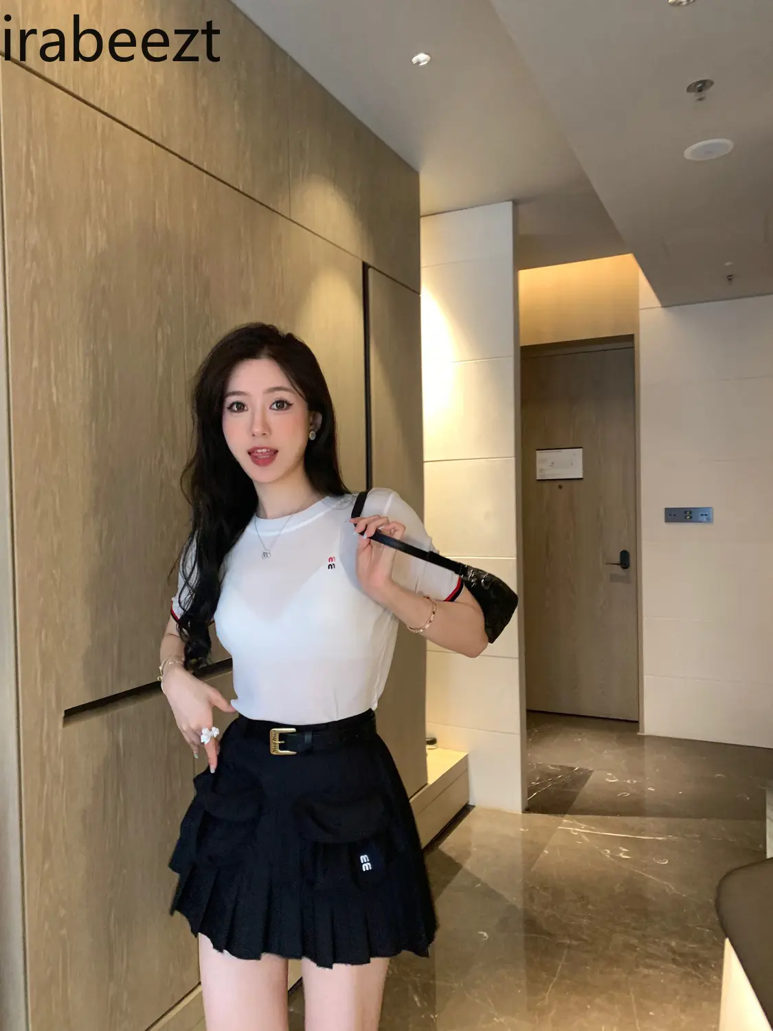 2025 Summer Women's High Waist Cargo Pleated Skirt with Pockets Casual Stretchy Slim Fit Short Skirt for Women Fashion Outfit