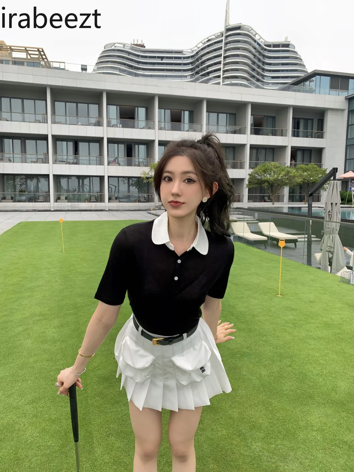 2025 Summer Women's High Waist Cargo Pleated Skirt with Pockets Casual Stretchy Slim Fit Short Skirt for Women Fashion Outfit