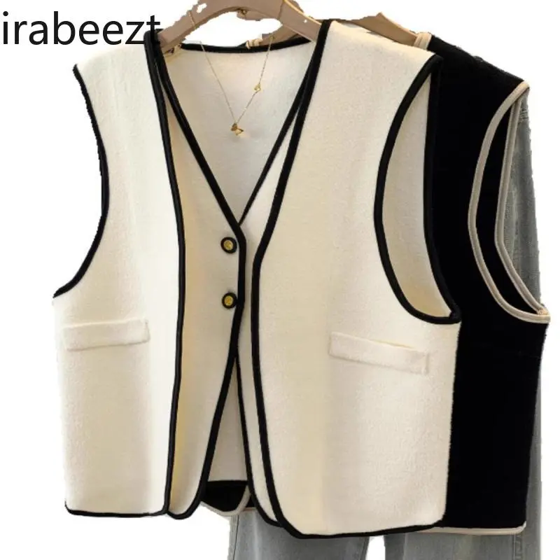 2025 New Chunky Knit Vest Women Oversized Cardigan Sweater Casual Layering Open Front Coat Fall Winter Fashion Outerwear
