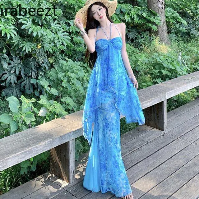 Sexy Strapless Beach Dress for Women - Sexy Hollow Out Sweetheart Neckline Summer Floral Print Bodycon Chiffon Party Beachwear