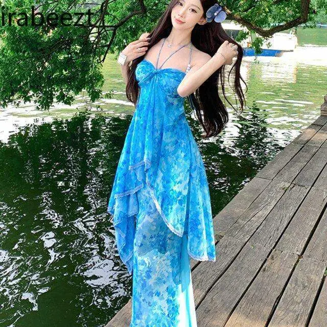 Sexy Strapless Beach Dress for Women - Sexy Hollow Out Sweetheart Neckline Summer Floral Print Bodycon Chiffon Party Beachwear
