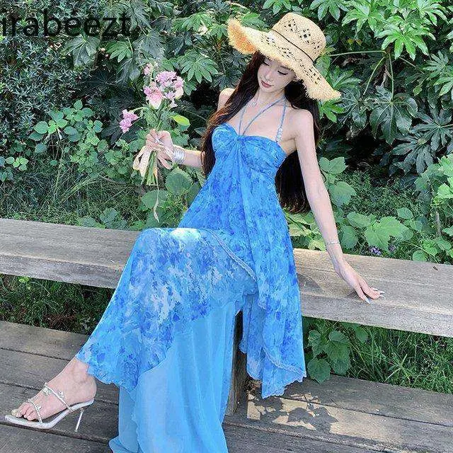Sexy Strapless Beach Dress for Women - Sexy Hollow Out Sweetheart Neckline Summer Floral Print Bodycon Chiffon Party Beachwear
