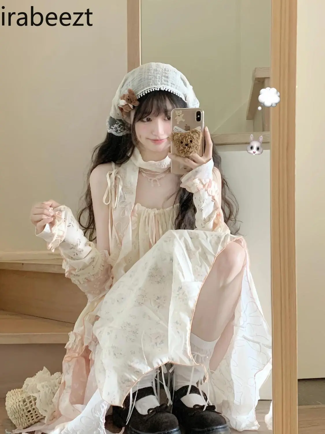 Summer Niche Sweet Cute Style Irregular Slip Gown New Girl Sense Floral Splicing Holiday Dress Women Robe Femme Été