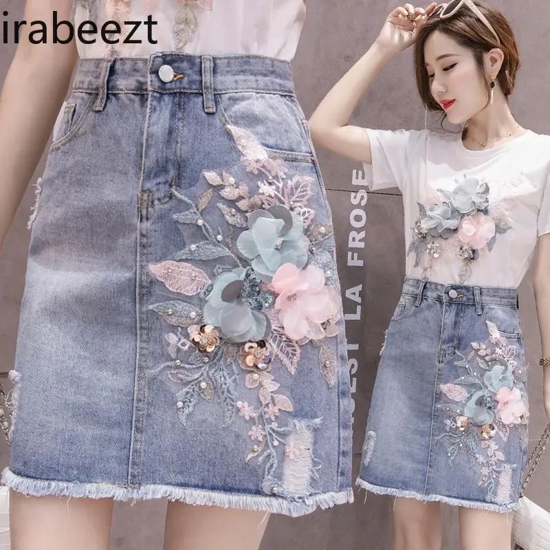 2025 Summer Women's Denim Skirt Set High Waisted Wide Leg Shorts with T-Shirt Casual Fashion Outfit Two Piece Streetwear