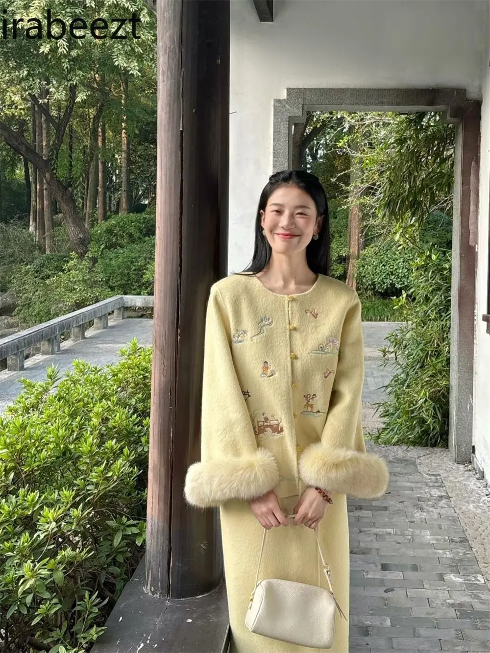 Chinese Style Women's Thick Wool Coat & High Waist Skirt Set Winter New Arrival Elegant Slimming Outfit Womens Two Peice Sets