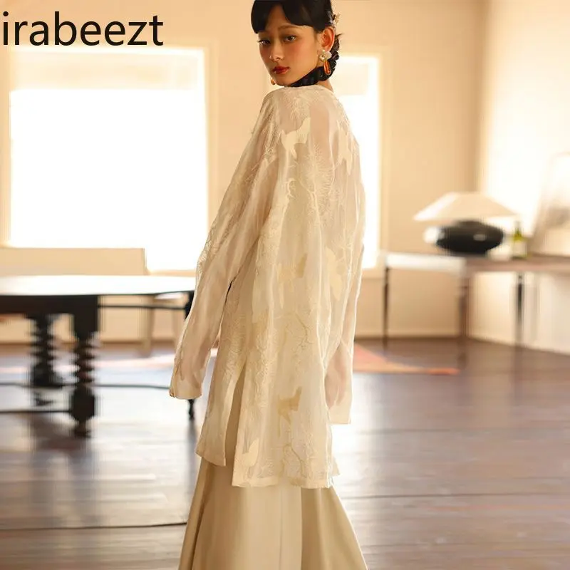 Summer Sun Protection Long-Sleeve Shirt Gown with Playful Design - Modern Chinese Style New Women's Breathable Versatile Dress