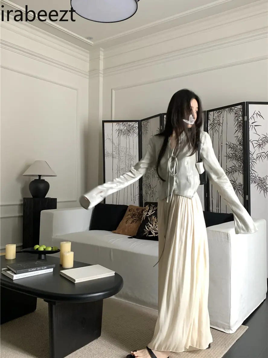 Women's French-Style Long Sleeve Shirt & Wide-Leg Culottes 2-Piece Set Cool & Refreshing Autumn New Design Sun Protection Top
