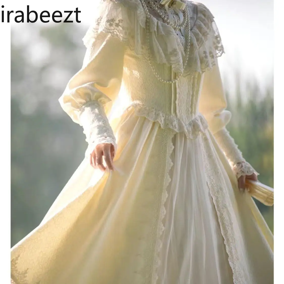 Elegant French Retro White Robe Spring Long Sleeve A-Line Evening Gown Women's Party Birthday Formal Maxi Dress Lady Chic Style