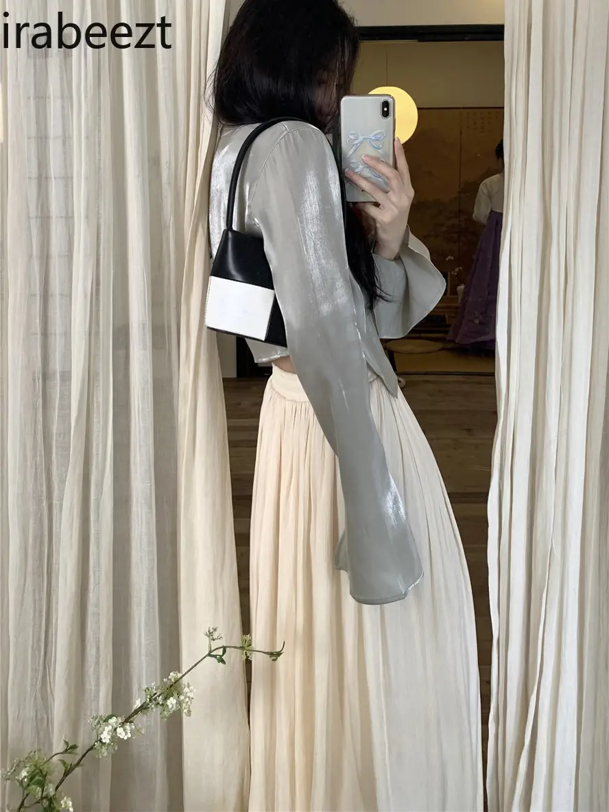 Women's French-Style Long Sleeve Shirt & Wide-Leg Culottes 2-Piece Set Cool & Refreshing Autumn New Design Sun Protection Top