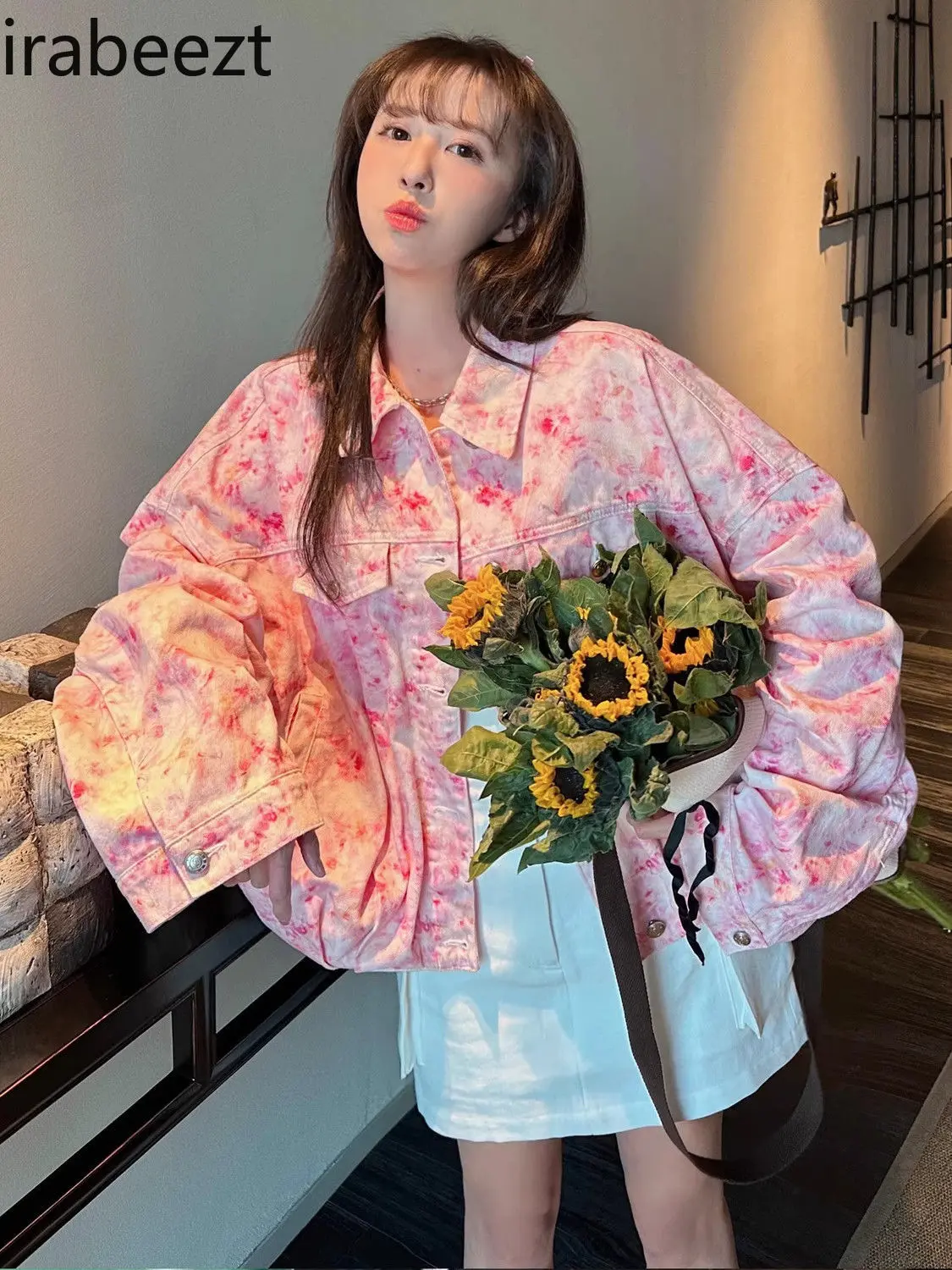 Loose Denim Jacket Women's Spring/Autumn Oversized Casual Coat High Quality Stretch Washed Jean Jacket for Petite Fashion