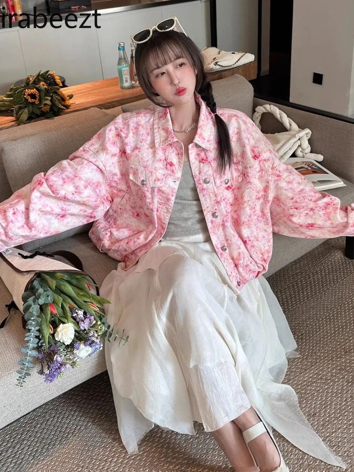 Loose Denim Jacket Women's Spring/Autumn Oversized Casual Coat High Quality Stretch Washed Jean Jacket for Petite Fashion