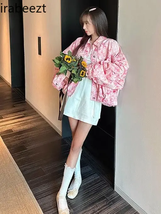 Loose Denim Jacket Women's Spring/Autumn Oversized Casual Coat High Quality Stretch Washed Jean Jacket for Petite Fashion