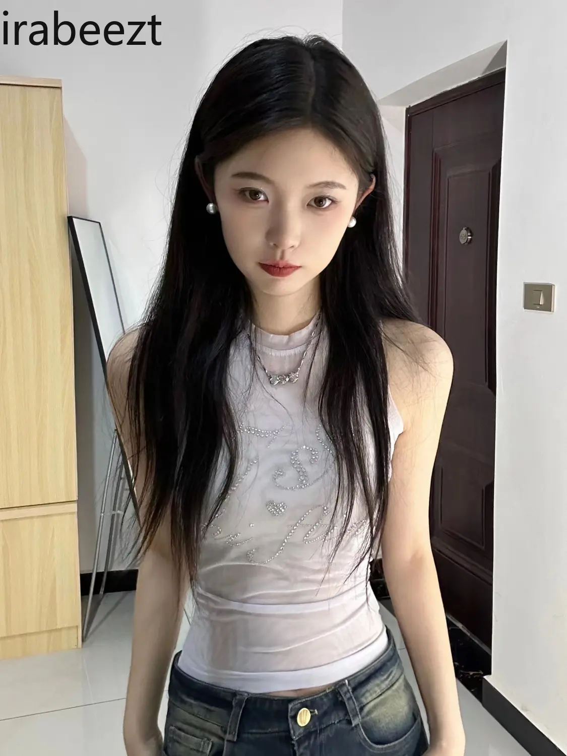 New Style Niche Design Multi-color Hot Diamond Vest Hot Girl Style Round Neck Top Summer New Style Sleeveless Inner Wear