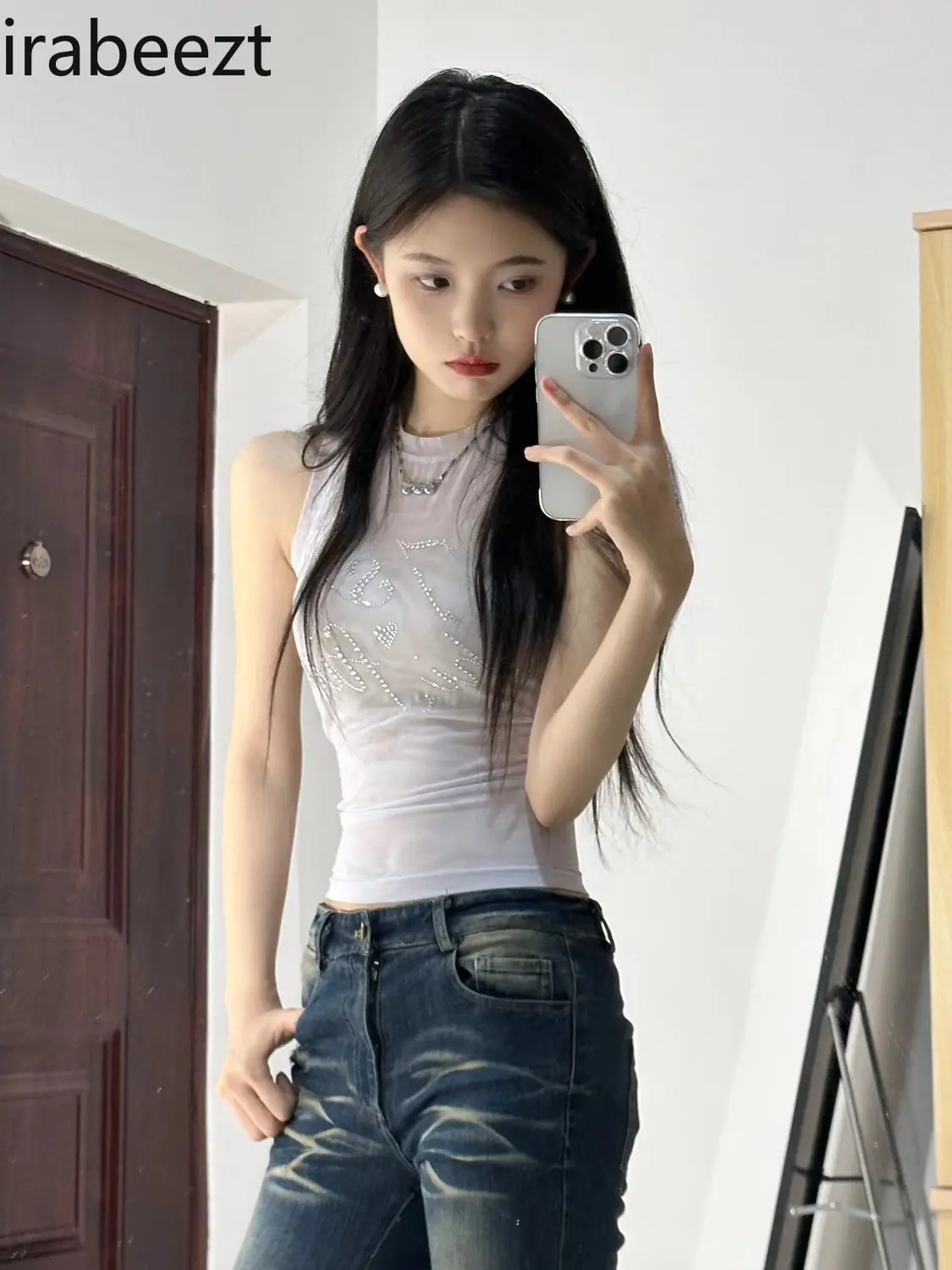 New Style Niche Design Multi-color Hot Diamond Vest Hot Girl Style Round Neck Top Summer New Style Sleeveless Inner Wear