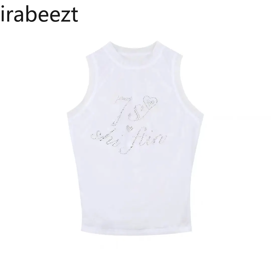 New Style Niche Design Multi-color Hot Diamond Vest Hot Girl Style Round Neck Top Summer New Style Sleeveless Inner Wear