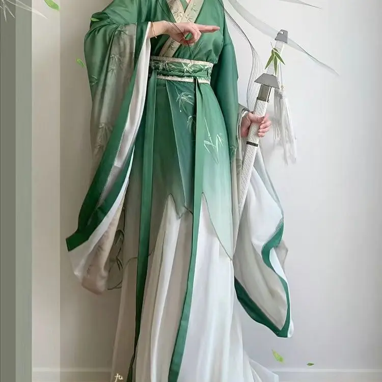 Elegant Wei Jin Dynasty Hanfu Women's Dress - Cross Collar Wide Sleeve Blouse Fairy Style Daily Wear for Spring Summer Autumn