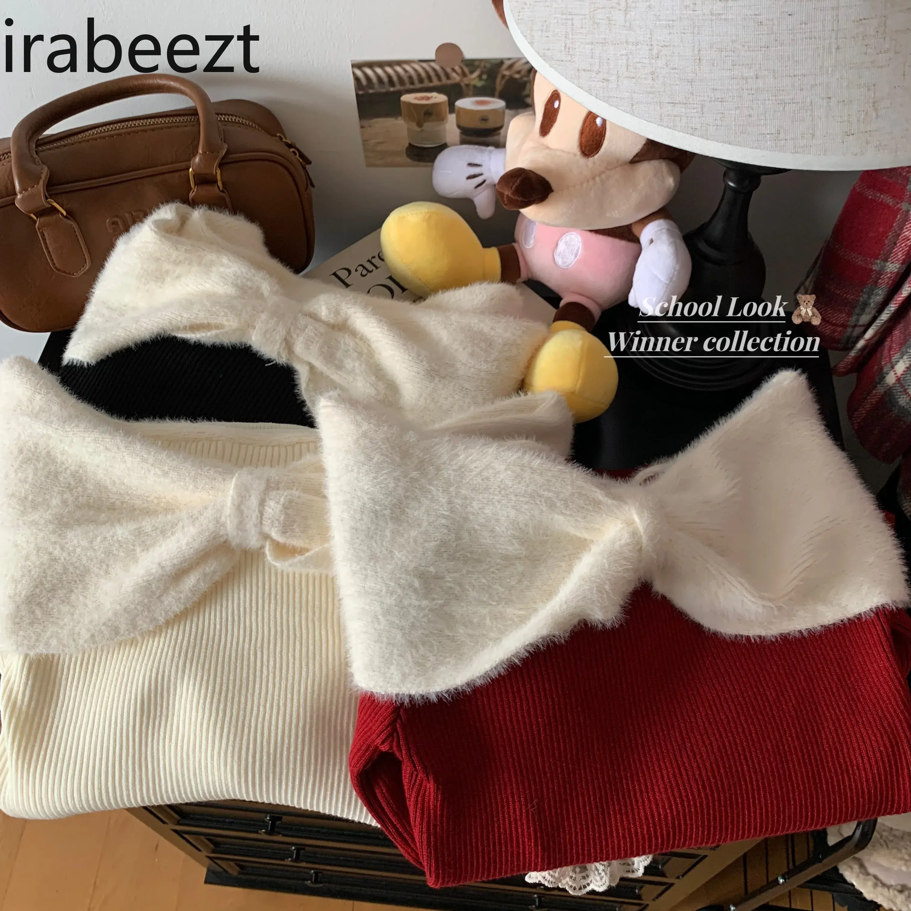 French Bow One-line Shoulder Sweater Pure Temperament with All The Knitwear Fashion Girl Top Casacos De Inverno Feminino