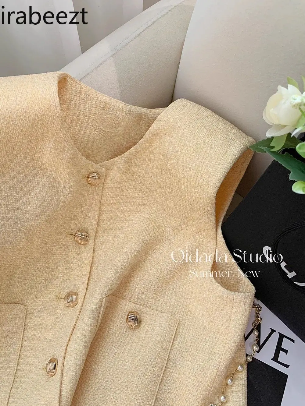 Women's Summer Vest Top Short Sleeveless Jacket Elegant Cropped Cardigan Chic Knit Waistcoat Ladies Fashion Outerwear