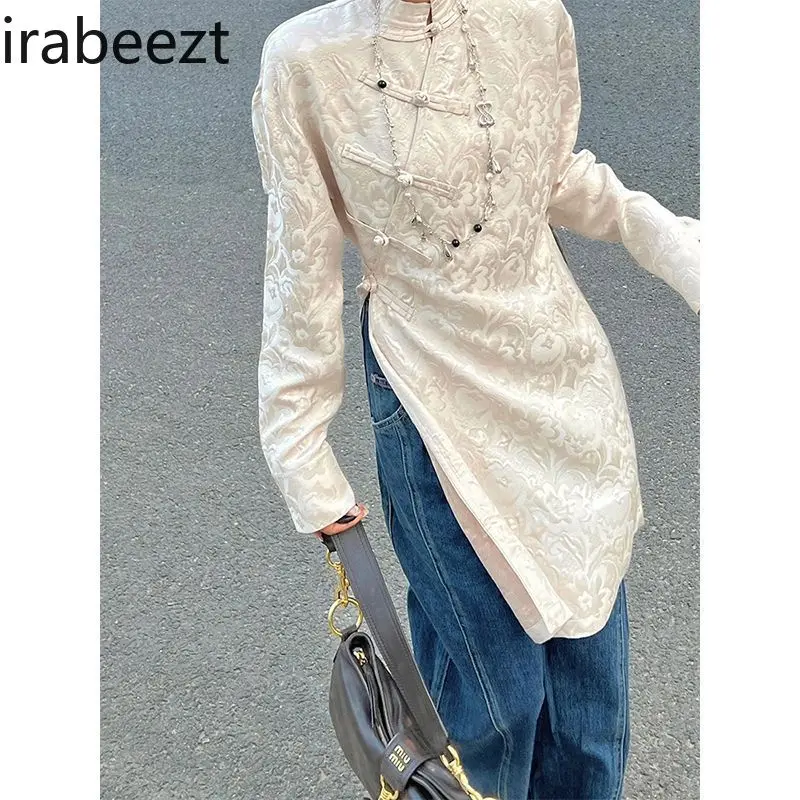 Elegant Chinese Style Women's Dress Winter 2025 Vintage Qipao Cheongsam with Button Floral Embroidery Slim Fit Retro Party Gown