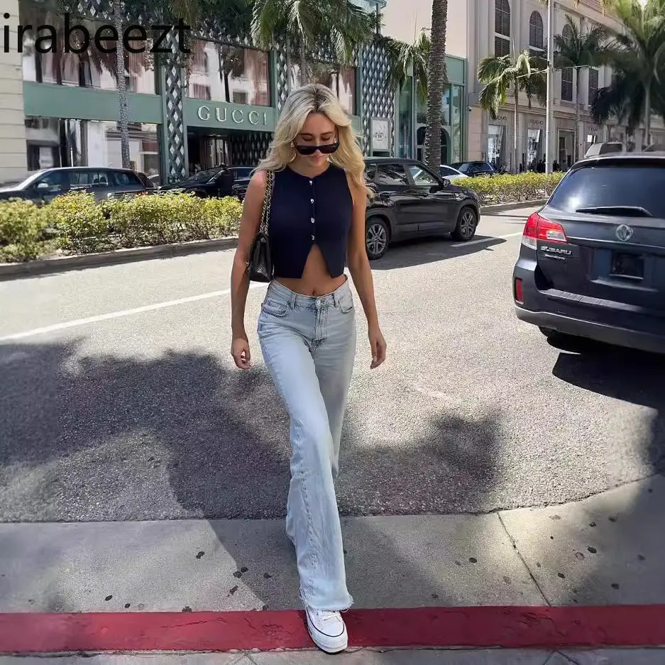 Women's Summer Short Sleeveless Top - Loose Fit Round Neck Casual Knit Shirt - Solid Color Fashion Tee - Fast Shipping​