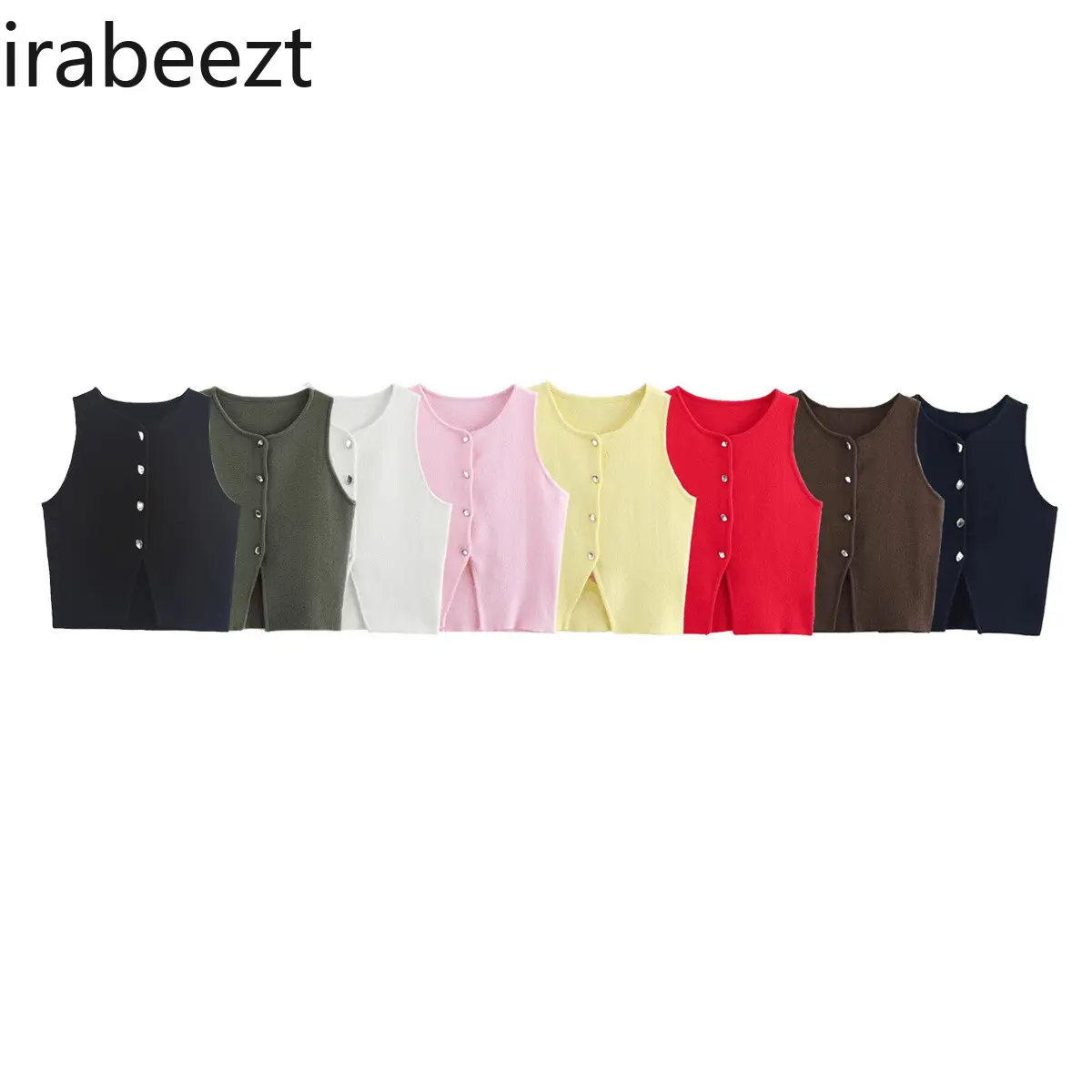 Women's Summer Short Sleeveless Top - Loose Fit Round Neck Casual Knit Shirt - Solid Color Fashion Tee - Fast Shipping​