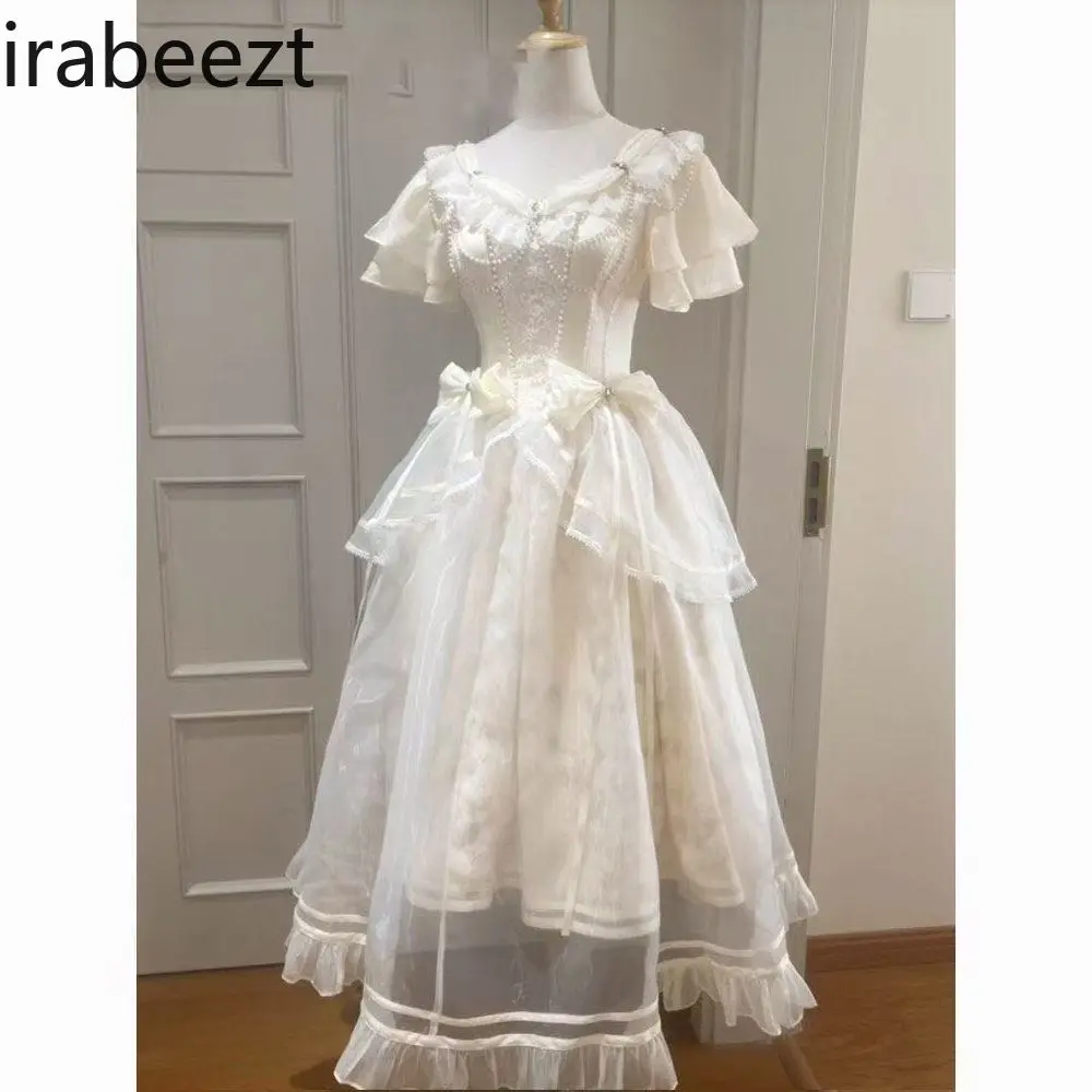 Sweet Retro Bow Knot Floral Dress for Women & Girls - Boho Chic Long A-Line Romantic Vintage Style Lightweight Summer Outfit