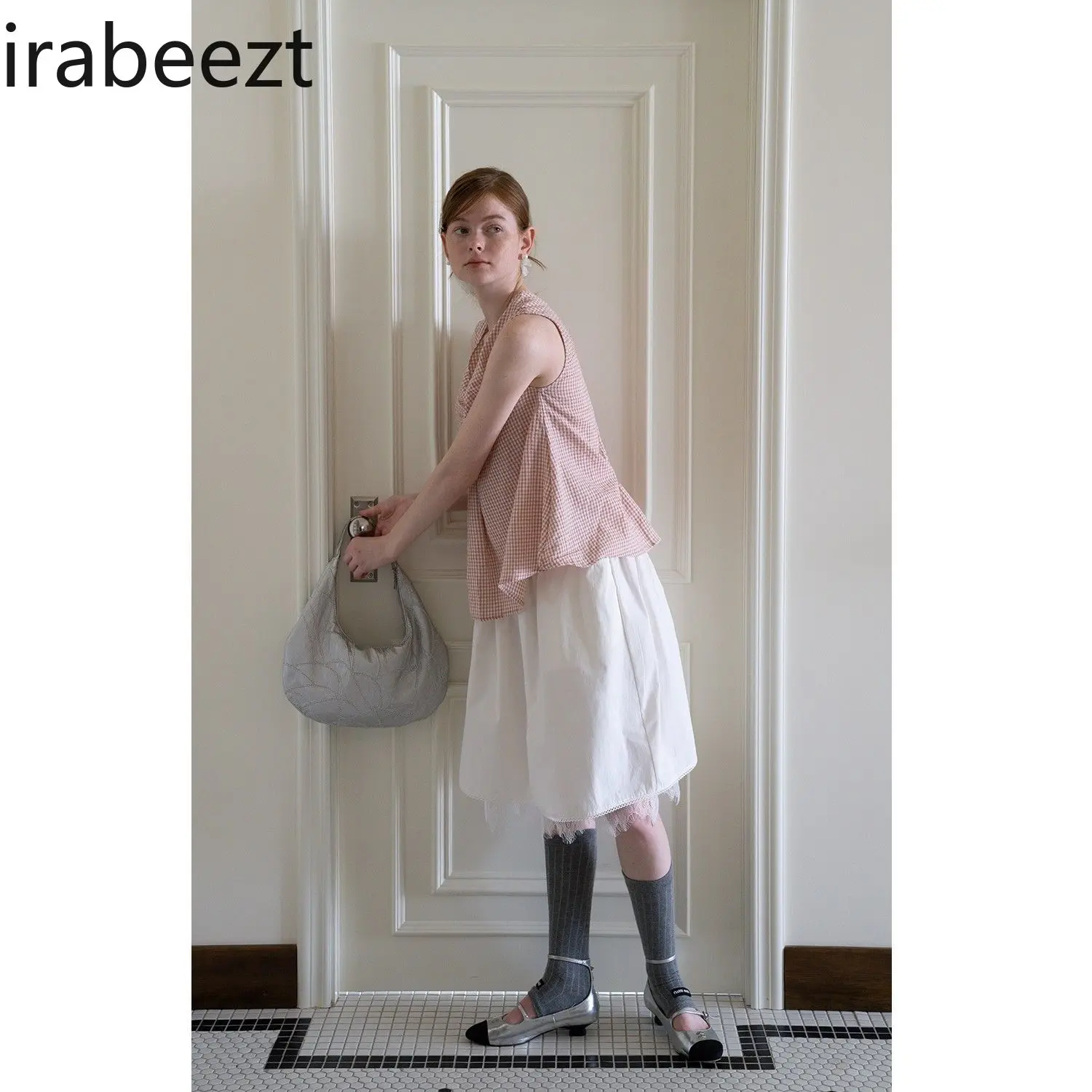 2025 New Bow Knot Textured Grid Sleeveless Loose Vest Shirt Women Summer Sweet Casual Slim Fit Blouse Tops