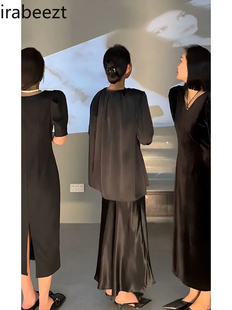 Women's Premium Blouse & Skirt Set - Confident High-Quality Sun Protection Outfit with Lightweight Design Black Festival Outfit