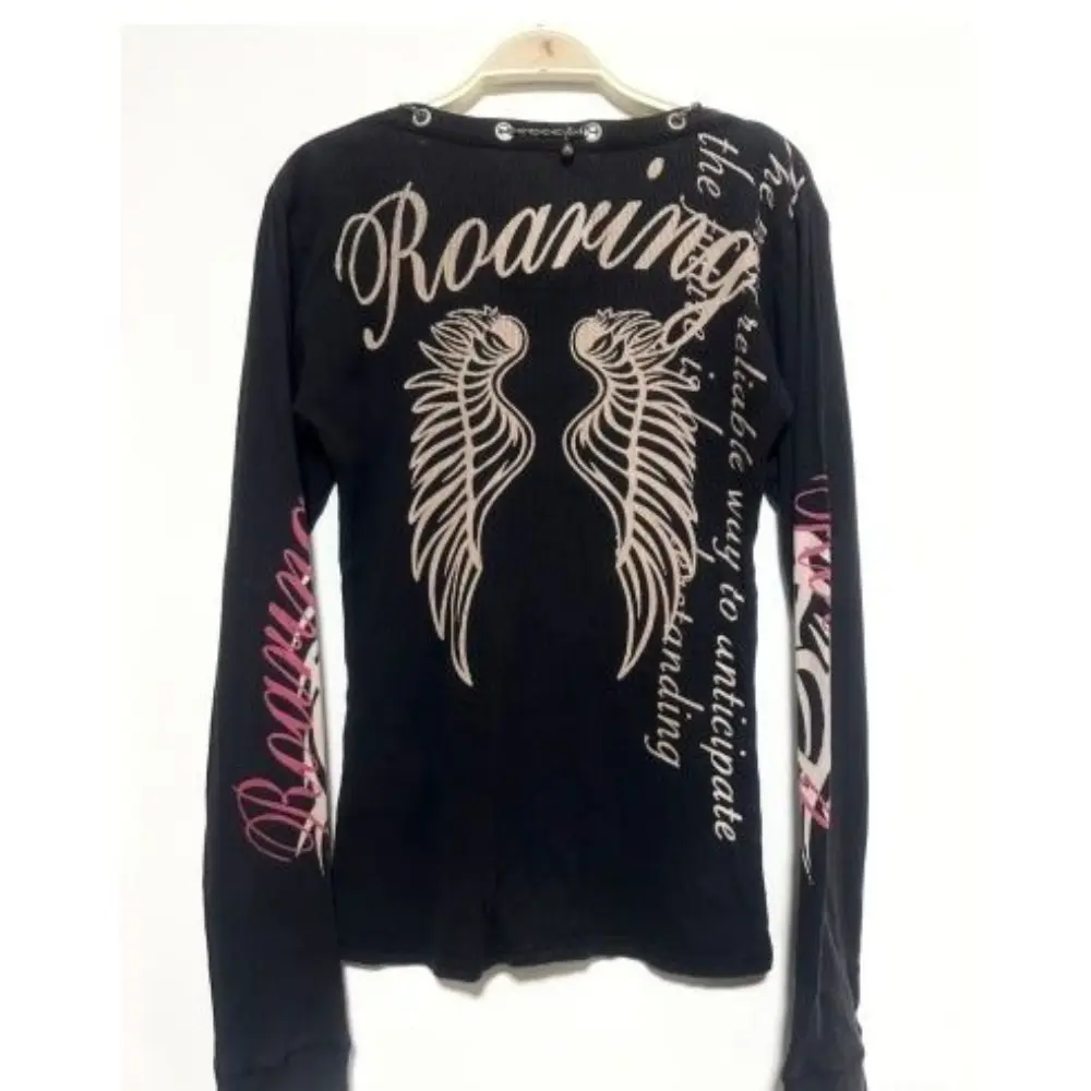 Rock Print Slim Fit Long Sleeve Tops for Women Gothic Letter Graphic Streetwear Sexy Cute Harajuku Style Tight Stretchy Clubwear