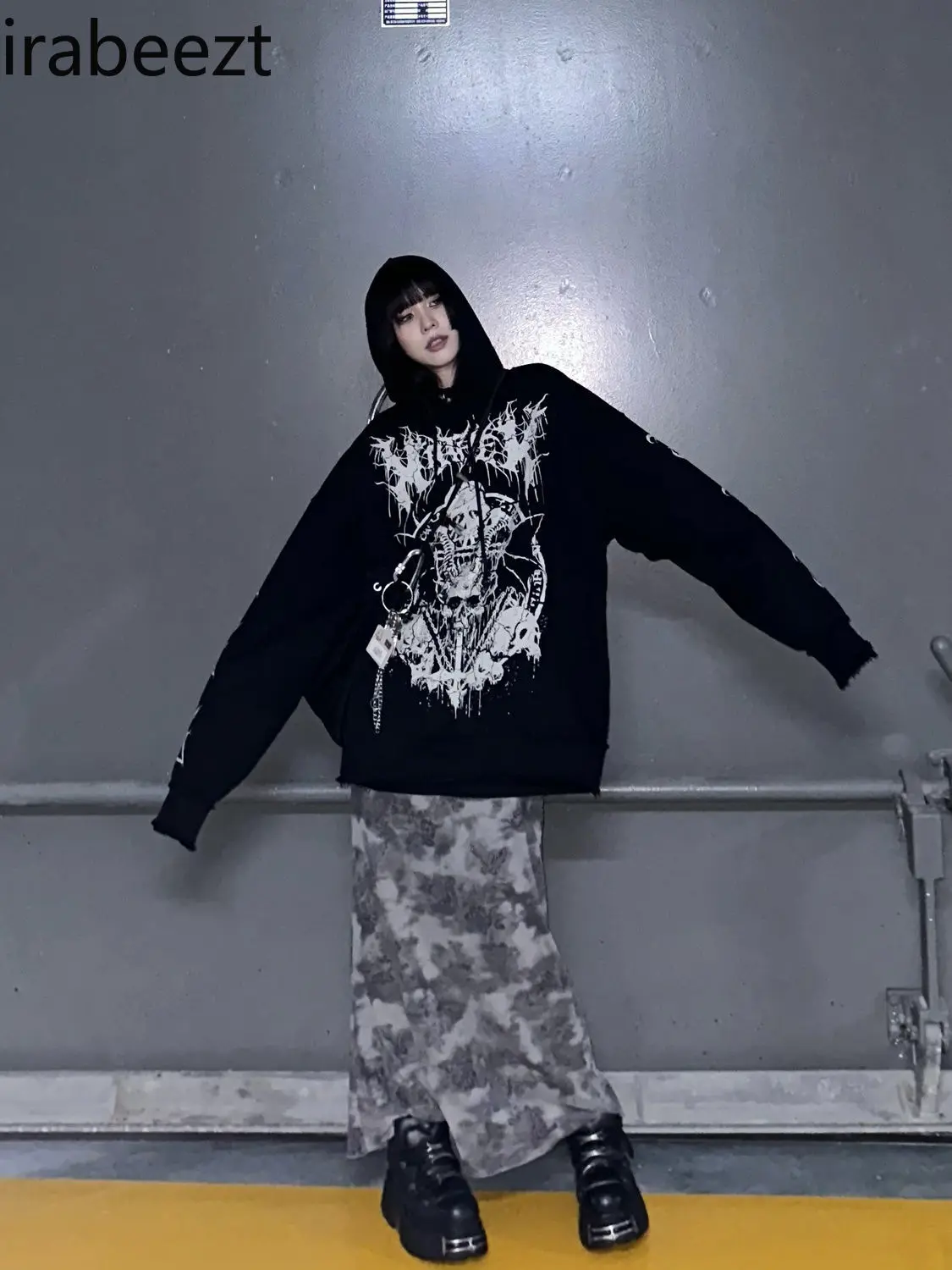 Women's Fashion Hooded Zip Up Sweatshirt Long Sleeve Loose Fit Fleece Lined Print Pullover Casual Streetwear Aesthetic Jacket