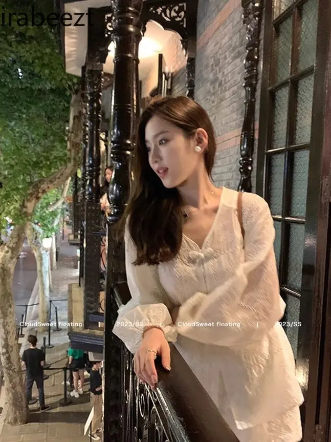 New Chinese Style Hollow Embroidery Blouse & White Short Pants 2-Piece Set Elegant Summer Outfit for Women Fashionable Wear