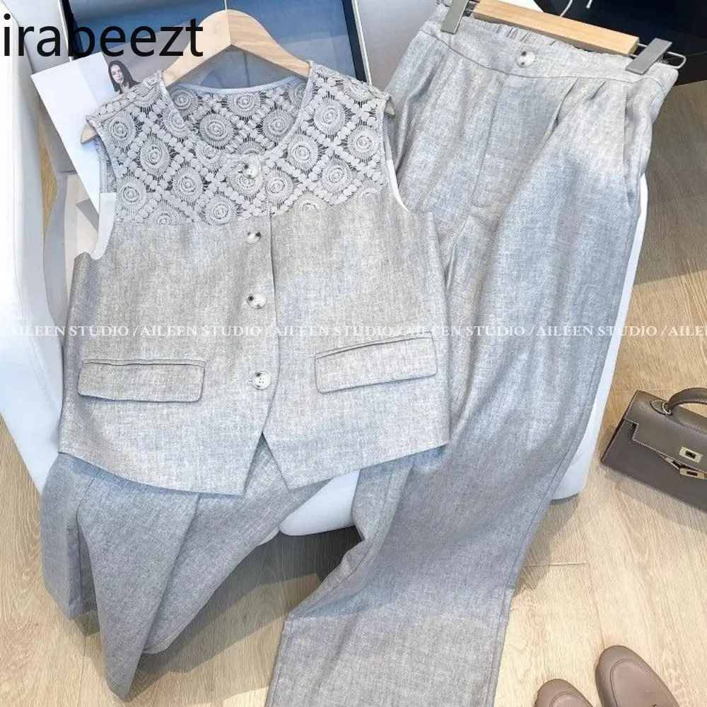 Women's 2025 Summer New Premium Blazer Jacket + Casual Pants Two-Piece Set - Elegant Sophisticated Outfit for Women