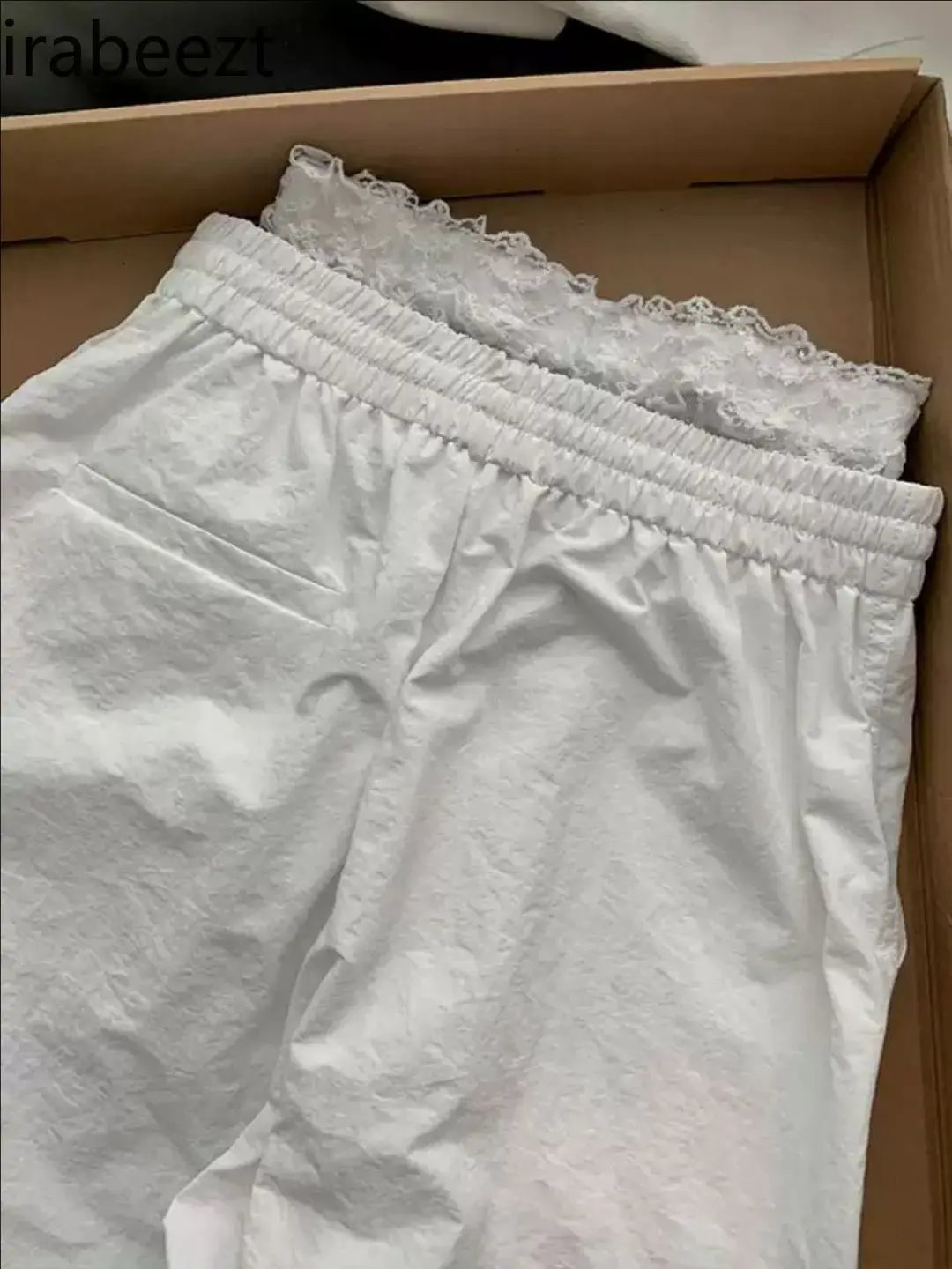 Spring and Summer New Lace Stitching White Overalls Loose Slim Straight Wide-leg Pants Women's Fashion Trousers