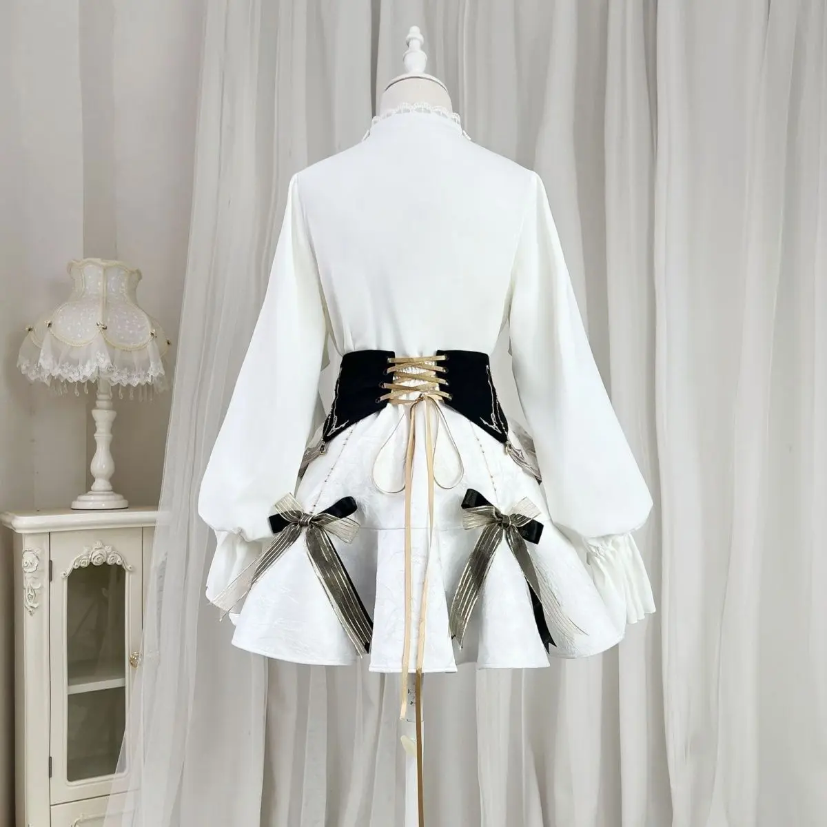 Elegant Lolita Dress Set - Spring Gothic Cosplay Costume with Blouse Skirt (Long/Short) & Corset Waistband Lolita Clothes