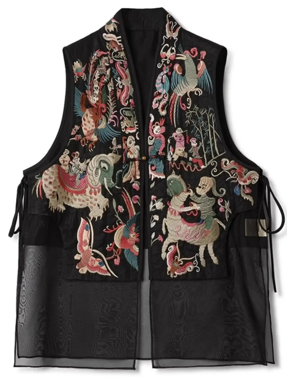 High-grade Imitation Silk Summer Vest for Women Embroidery New Chinese Style Top Casacos De Inverno Feminino Waistcoat