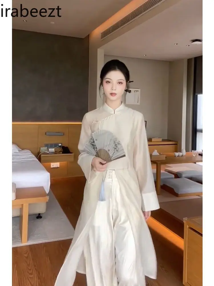 Plus Size Hanfu Dress Chinese Style Loose Traditional Costume Women Elegant Zen Two-Piece Set Spring Autumn Boho Chic
