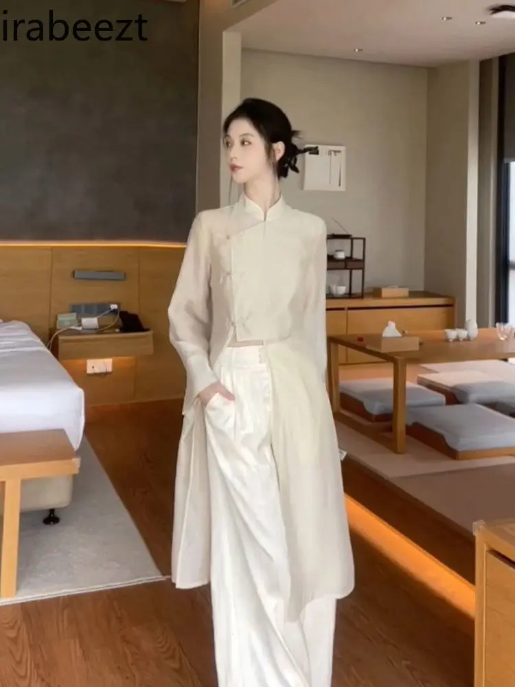Plus Size Hanfu Dress Chinese Style Loose Traditional Costume Women Elegant Zen Two-Piece Set Spring Autumn Boho Chic