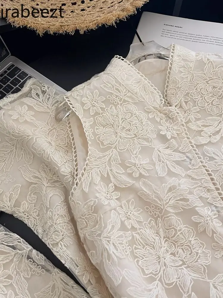 Chinese Vintage Embroidered Vest Top & High-Waisted Wide-Leg Pants Two-Piece Set for Women Summer 2025 New