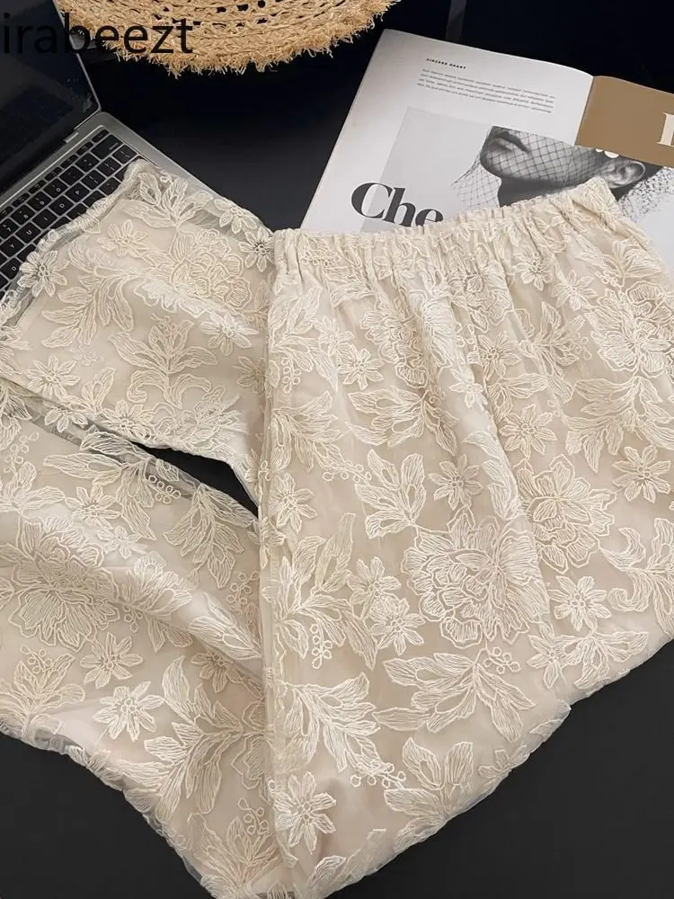 Chinese Vintage Embroidered Vest Top & High-Waisted Wide-Leg Pants Two-Piece Set for Women Summer 2025 New