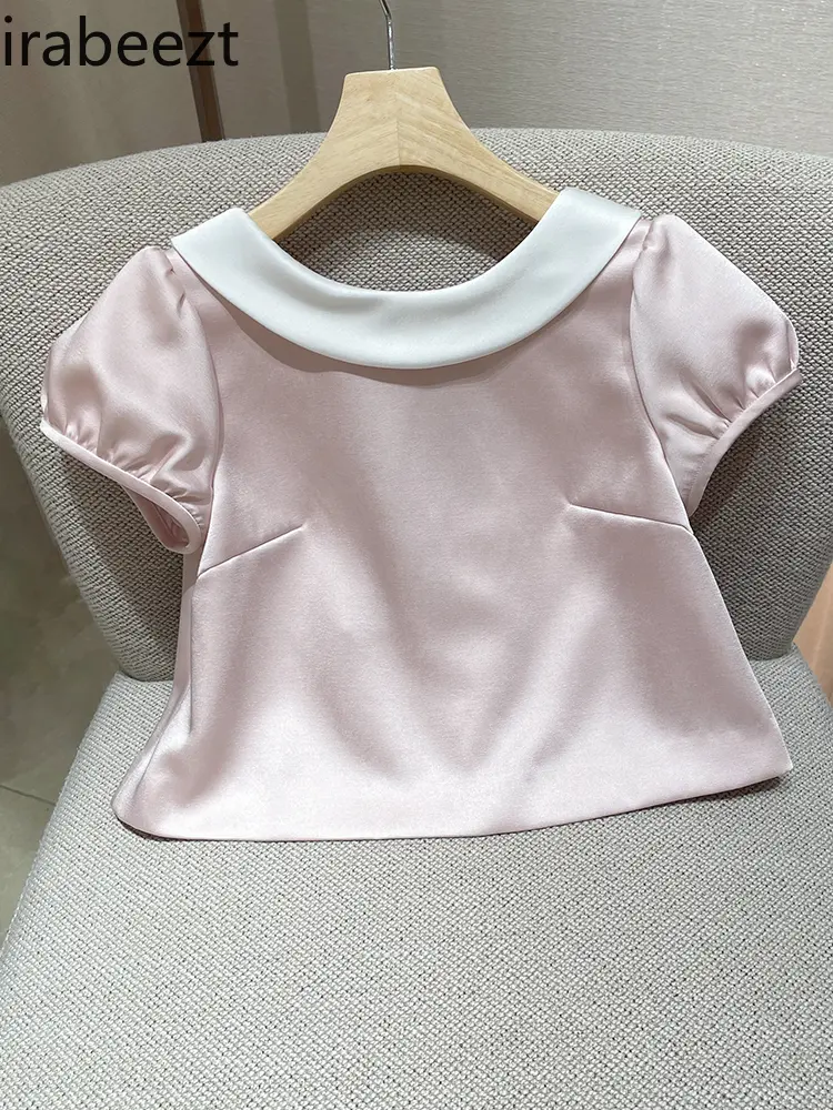 Japanese-style Age-reducing Sweet Suit 2025 Summer New Style Contrast Color Lapel Unique and Exquisite Top Skirt Two-piece Suit