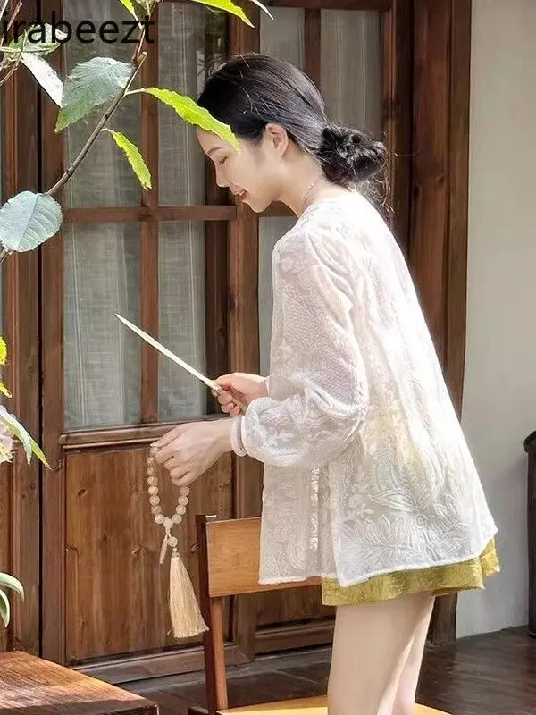 2025 New Chinese Style Floral Embroidery Top & Shorts Set Women's Summer Loose Fit Two Piece Outfit Traditional Vintage Elegant