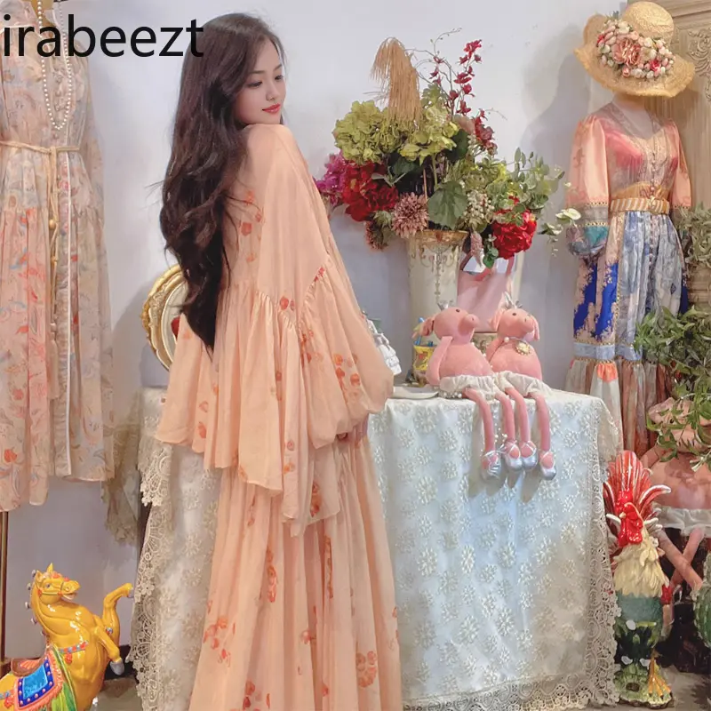 Spring 2025 New Women's Off-shoulder Dress with Oversized Blazer - French-Chinese Style Floral Print Resort Vacation Outfit