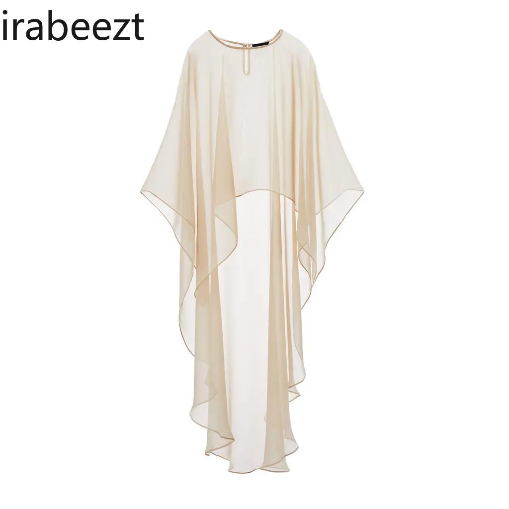 Women Clothing Asymmetric Tulle Cape with A Loose Crew Neck and Sun Protection Coat Loose Fit Summer Solid Color Smock Top