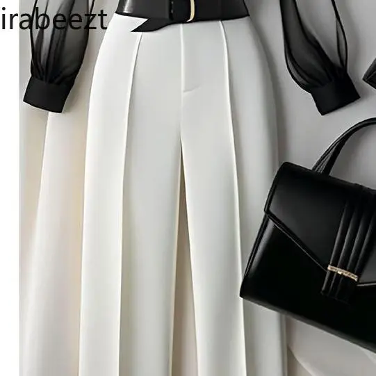 High-end White Shirt Paired with Trousers Slight Strech Ensemble Femme 2 Pièces Été Conjuntos Mujer Dos Piezas De Vestir